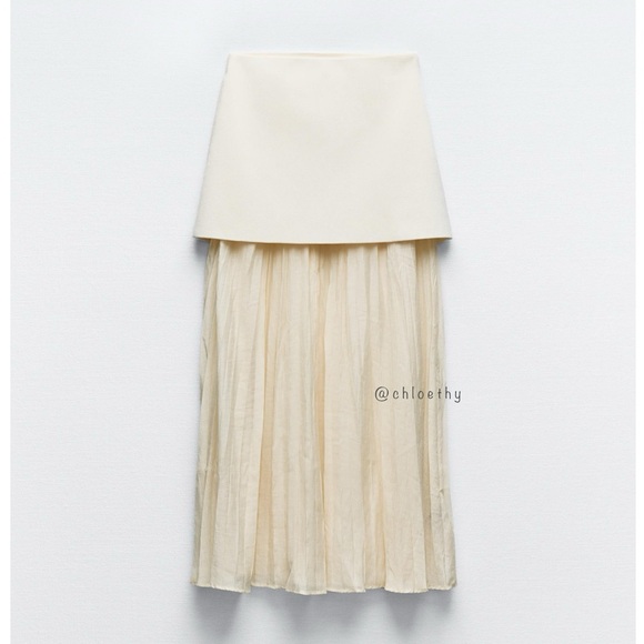 Zara MIXED PLEATED KNIT SKIRT - Picture 5 of 16